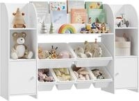 Woltu Kinderregal, B&uuml;cherregal Kinder aus Holz, Wei&szlig;, 140 x 90 x 30 cm