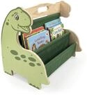 relaxdays Kinderregal B&uuml;cherregal Kinder 4 Stofff&auml;cher, Dino
