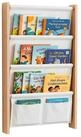 relaxdays Kinderregal B&uuml;cherregal Kinder mit Stofftaschen Wand, 5-tlg., 4