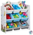 relaxdays Kinderregal mit 9 Boxen und Motiv, 10-tlg., A