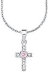 Amor Kette mit Anh&auml;nger rosa Herz, Kreuz, mit Zirkonia (synth)