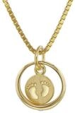 trendor Kette mit Anh&auml;nger 75395, Taufring Babyf&uuml;&szlig;e Gold 585 / 14 Karat mit