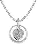 trendor Kette mit Anh&auml;nger 39577, Taufkette 925 Silber Taufring mit Engelherz