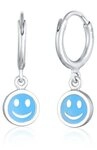 Elli Paar Ohrstecker Kids Creolen Smiling Emaille 925 Silber, Smiling Face