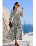 LASCANA Maxikleid mit Bl&auml;tterprint aus gewebter Viskose, locker bequemer Look