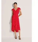 MADELEINE Maxikleid Midikleid mit Tupfenmuster Sommerkleid mit V-Ausschnitt,