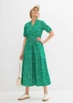 bonprix Midikleid k&ouml;rperumspielende Form, mit Henleykragen, Halbarm-Design...