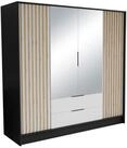 Masseno Dreht&uuml;renschrank PELOR 200 cm Kleiderschrank mit Spiegel 4 T&uuml;ren...