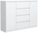 Masseno Kommode NUDO 120 cm Sideboard mit 4 Schubladen und 2 T&uuml;ren Wei&szlig;