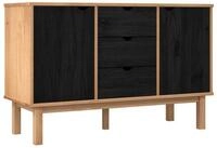 vidaXL Sideboard Sideboard OTTA Schwarz 113,5 x 43 x 73 cm Massives Kiefernholz...