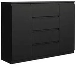Masseno Kommode NUDO 138,5 cm Sideboard mit 4 Schubladen und 2 T&uuml;ren Schwarz...