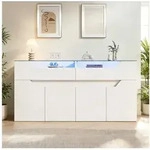 OKWISH Sideboard Kommode mit geh&auml;rteter Glasplatte (1 St., 2 Schubladen, f&uuml;r