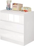 Woltu Wickelkommode, mit 3 Schubladen platzsparend 80x78x48cm, Hochglanz Wei&szlig;