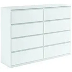 Masseno Kommode NUDO 138,5 cm Sideboard mit 8 Schubladen Wei&szlig; wei&szlig; 138.5 cm x...