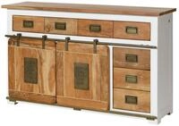 Massivmoebel24 Sideboard RAILWAY (Massivholz), Mango 150x45x90 wei&szlig; lackiert...