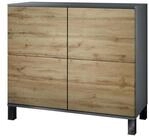 Vladon Kommode Rova V3 (Moderner K&uuml;chenschrank, mit 4 Push-to-Open T&uuml;ren),