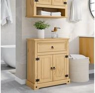 vidaXL Badezimmer-Set Badschrank Corona 70x33x80 cm Massivholz Kiefer braun