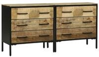 vidaXL Wohnzimmer-Set Sideboards 70 x 35 x 70 cm Braun Raues -Massivholz, (1-St)