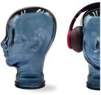 DESIGN DELIGHTS Skulptur Glas KOPFH&Ouml;RERST&Auml;NDER 29cm Glaskopf Skulptur, T07 blau