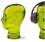 DESIGN DELIGHTS Skulptur Glas KOPFH&Ouml;RERST&Auml;NDER 29cm Glaskopf Skulptur, T02 limette