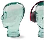 DESIGN DELIGHTS Skulptur Glas KOPFH&Ouml;RERST&Auml;NDER 29cm Glaskopf Skulptur, T01 klar