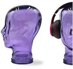 DESIGN DELIGHTS Skulptur Glas KOPFH&Ouml;RERST&Auml;NDER 29cm Glaskopf Skulptur, T05 violett