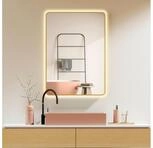 HOKO Badspiegel mit Beleuchtung, Badezimmerspiegel Schwarz/Gold/Wei&szlig;