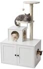 relaxdays Kratzbaum mit Katzenklo-Schrank, wei&szlig;
