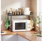 HOMCOM K&uuml;chenregal Mikrowellenregal 2-stufig mit 3 Haken K&uuml;chen Organizer,