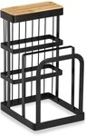 Zeller Present Messerblock mit Brettchenst&auml;nder, Metall/Bambus,schwarz, mit
