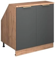 Vicco Kommode Rion, Anthrazit-Gold/Goldkraft Eiche, 80 x 81.6 cm mit 2 T&uuml;ren,...