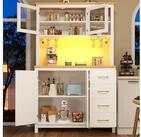OKWISH Hochschrank Seitenboard (Landhausstil, 4 T&uuml;ren, mit LED-Lichtleiste,...
