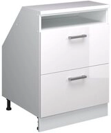 Vicco Kommode Rion, Wei&szlig; Hochglanz/Wei&szlig;, 60 x 81.6 cm mit 2 Schubladen,...