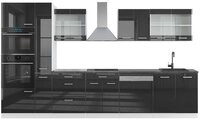 Vicco K&uuml;chenzeile R-Line, Anthrazit Hochglanz/Wei&szlig;, 350 cm mit Hochschrank, AP