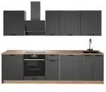 Vicco K&uuml;chenzeile Fame-Line, Dunkelgrau/Goldkraft Eiche, 280 cm ohne...