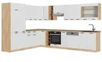 Vicco Winkelk&uuml;che Fame-Line, Wei&szlig; Landhaus/Goldkraft Eiche, 347 x 257 cm ohne
