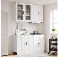 vidaXL H&auml;ngeschrank vidaXL K&uuml;cheneinheit LUCCA 4 stk. Wei&szlig; Holzwerkstoff