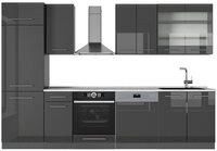 Vicco K&uuml;chenzeile Fame-Line, Anthrazit Hochglanz/Anthrazit, 300 cm, AP Marmor