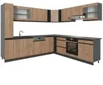 Vicco Winkelk&uuml;che R-Line, Goldkraft Eiche/Anthrazit, 277 x 257 cm J-Shape, ohne