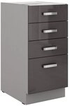 K&uuml;chen-Preisbombe Unterschrank 40 cm K&uuml;che Bianca Grey Grau Hochglanz...