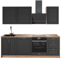 Vicco K&uuml;chenzeile Fame-Line, Anthrazit-Gold Landhaus/Goldkraft Eiche, 230 cm,...