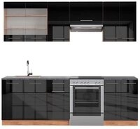 Vicco K&uuml;chenzeile Fame-Line, Anthrazit Hochglanz/Goldkraft Eiche, 240 cm, AP