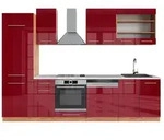 Vicco K&uuml;chenzeile Fame-Line, Bordeaux Hochglanz/Goldkraft Eiche, 300 cm, AP...