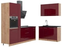 Vicco Winkelk&uuml;che Fame-Line, Bordeaux Hochglanz/Goldkraft Eiche, 220 x 120 cm,...