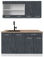 Vicco K&uuml;chenzeile R-Line, Schwarz Beton/Wei&szlig;, 140 cm AP Eiche
