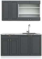 Vicco K&uuml;chenzeile Fame-Line, Anthrazit-Gold/Wei&szlig;, 140 cm ohne Arbeitsplatte