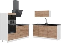Vicco K&uuml;chenzeile Fame-Line, Goldkraft Eiche, 340 cm, AP Anthrazit