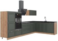 Vicco Winkelk&uuml;che Fame-Line, Gr&uuml;n-Gold Landhaus/Goldkraft Eiche, 347 x 207 cm...
