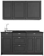 Vicco K&uuml;chenzeile Fame-Line, Anthrazit-Gold Landhaus/Anthrazit, 150 cm ohne