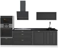 Vicco K&uuml;chenzeile Fame-Line, Anthrazit-Gold Landhaus/Wei&szlig;, 280 cm ohne